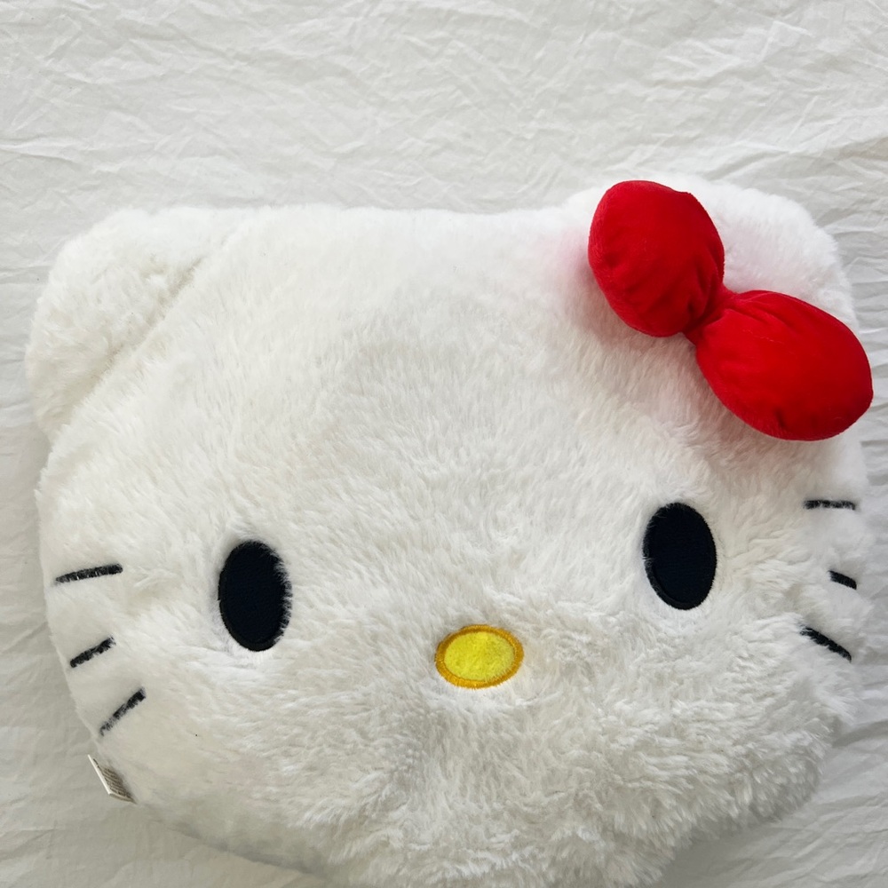 Hello Kitty Plush Head Pillow - White and Red